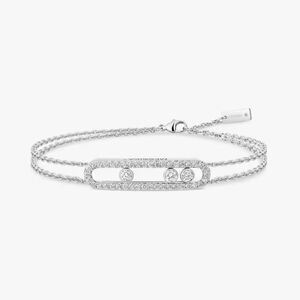 GORGEOUS SILVER FRENCH Bracelet HAS A SLIDING with Crystallized CZs